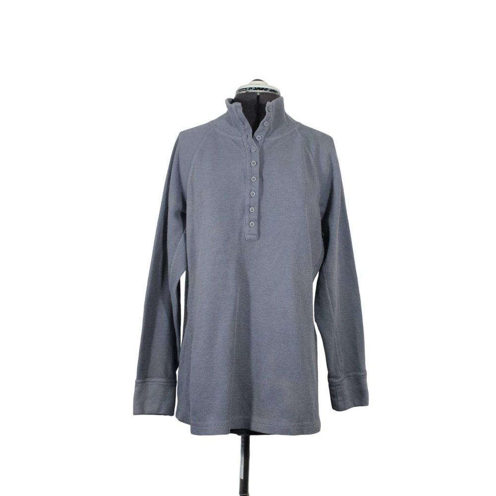 Duluth Trading men's stand up collar rib‎ knit thermal Henley shirt L
